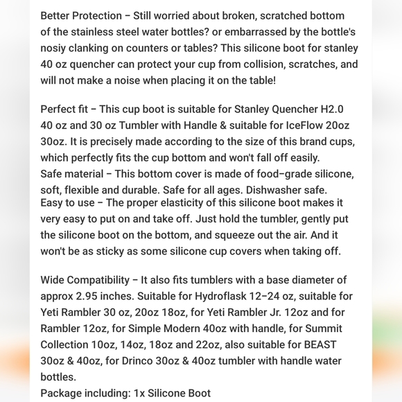 New Silicone purple pink Cup Bottom Sleeve stanley quencher 40Oz/30Oz/20Oz - Picture 3 of 6